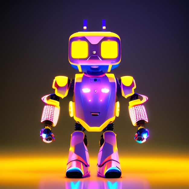 robot illustration purple