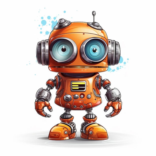 Robot kit 2d cartoon illustraton on white background high