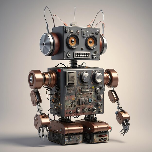 a robot made of analog stereo equipment digital artAI generated by leonardo AlbedoBase XL