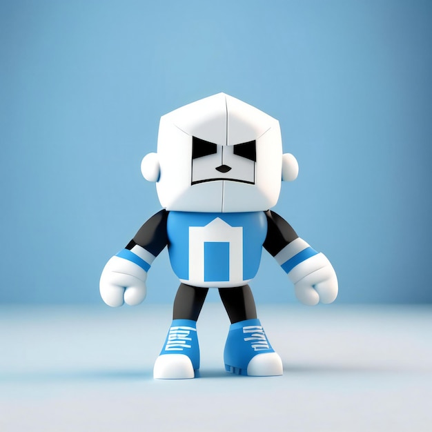 a robot made by a robot with a blue shirt on it