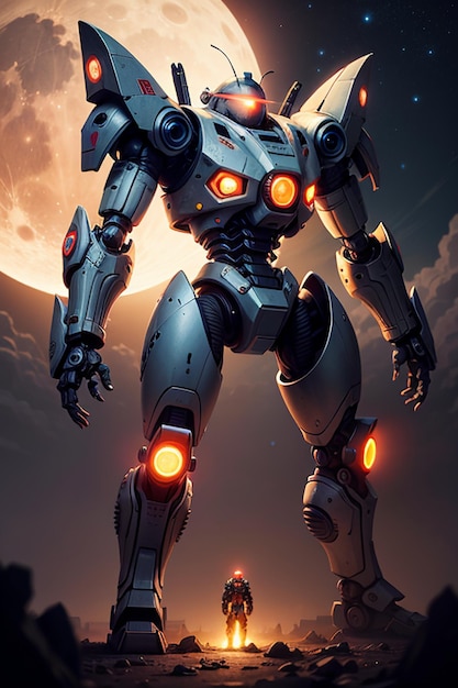 Robot Mecha Warrior SciFi Wallpaper Background Illustration Giant Iron Man Autobot