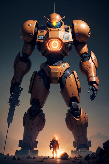 Robot Mecha Warrior SciFi Wallpaper Background Illustration Giant Iron Man Autobot