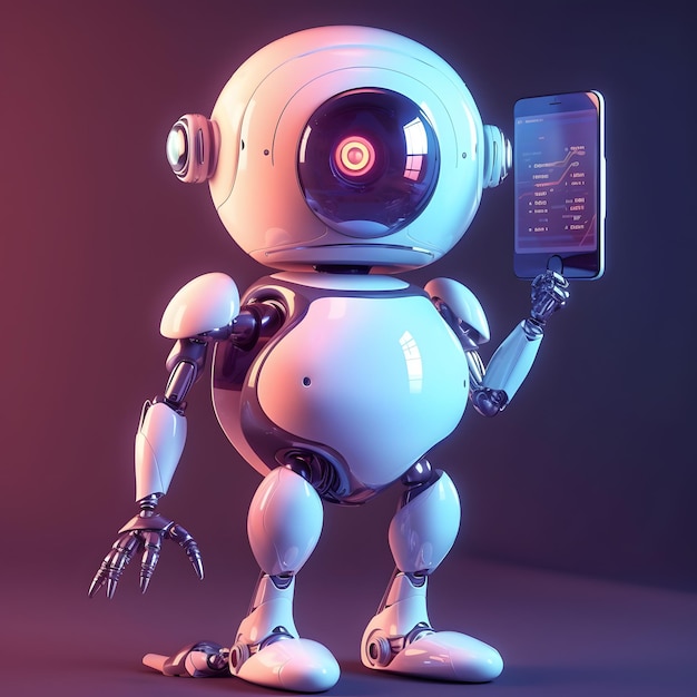 Robot met tablet Concept van chatbot met AI AI gegenereerd