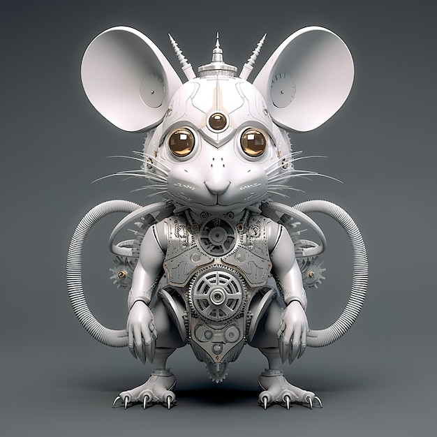 Photo a robot mouse with a clock on its back generative ai image