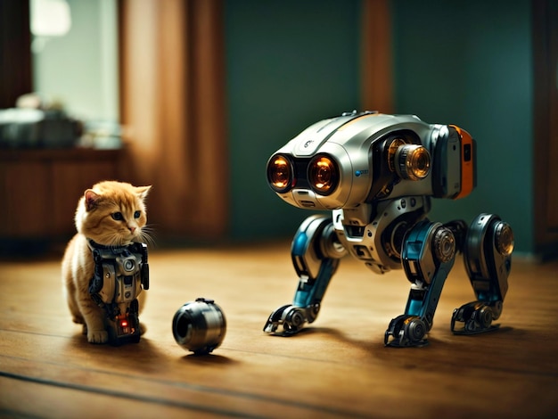 A robot pet with robot person