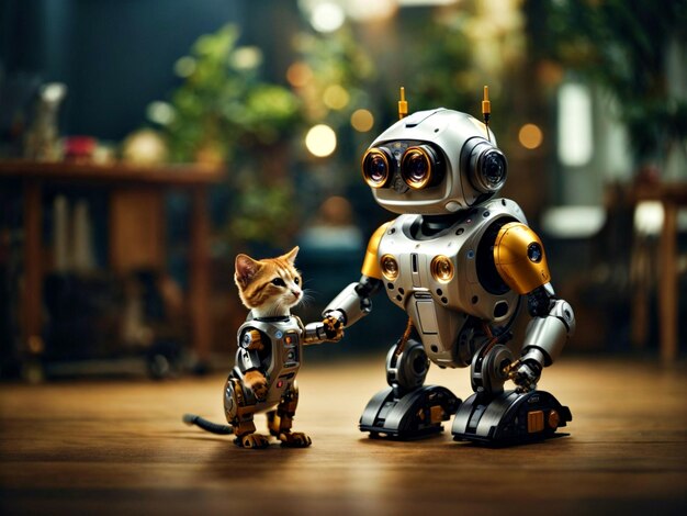 A robot pet with robot person