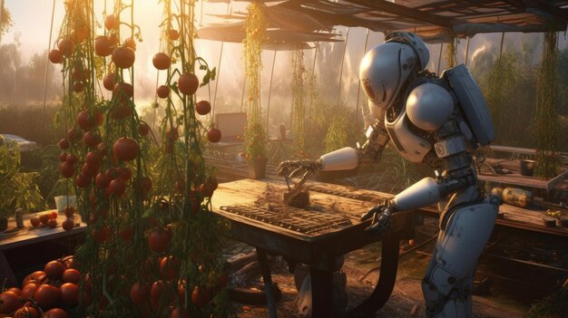 Robot picking tomatoes