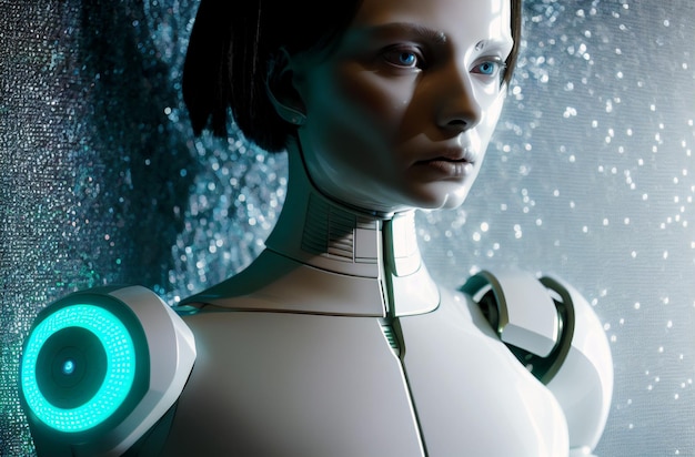 Robot Portrait of humanoid machine with feminine facial features Generative AI