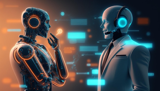 A robot and a robot talking to each other