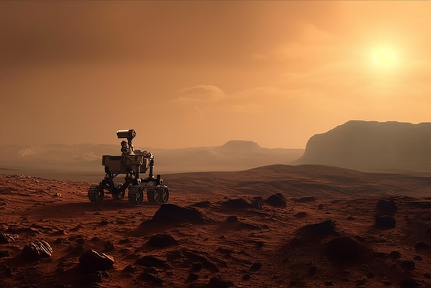 Photo robot scene on mars