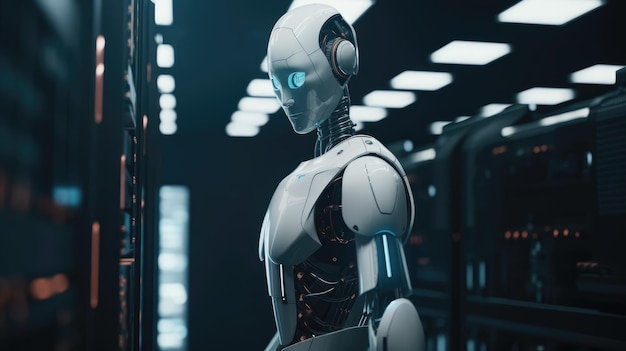 robot in a server room