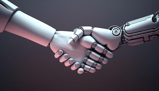 A robot shaking hands with another robot