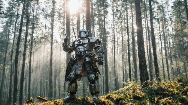 Robot staat in het bos