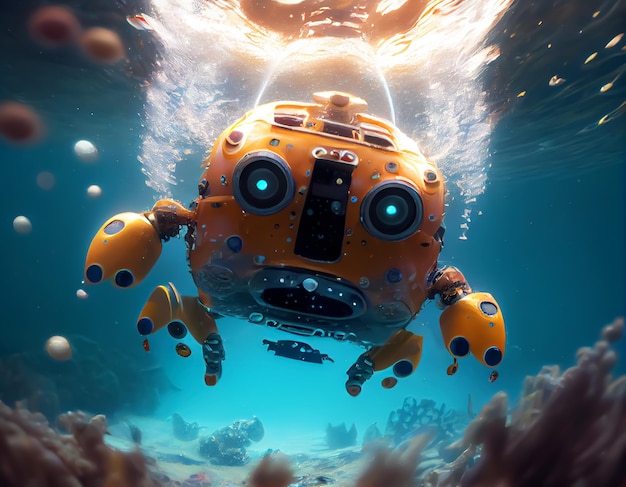 Робот плавает в мореGenerative Ai