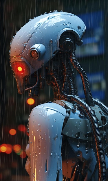 赤いライトがついたロボット