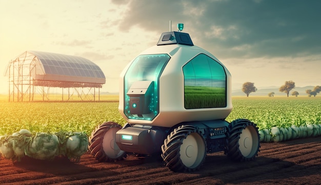 A robot that is being used to harvest vegetables.