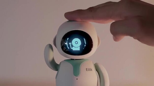 a robot that is made by the company name on the face