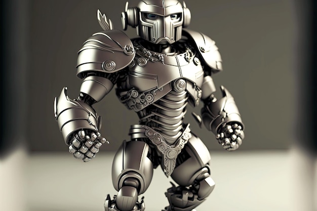 Robot thief android in silver gray colors generative ai