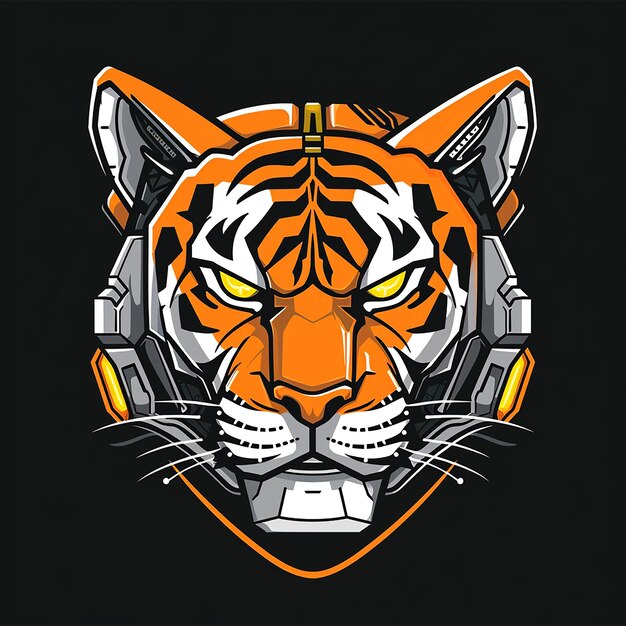 Robot tiger head vector illustration