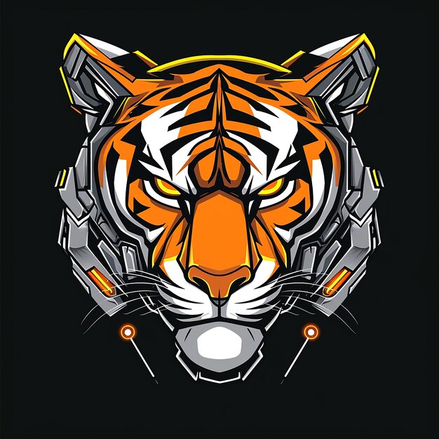 Robot tiger head vector illustration