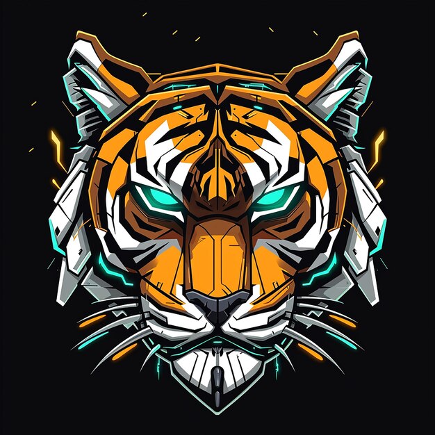 Robot tiger head vector illustration