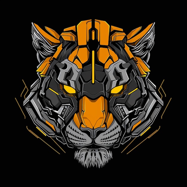 Robot tiger head vector illustration