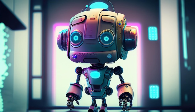 Robot tiny artifical intelegent cyber punk cute