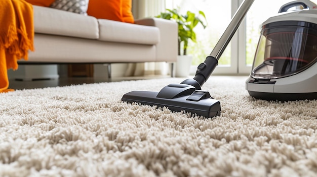 Photo robot vacuum cleaner in the modern living room