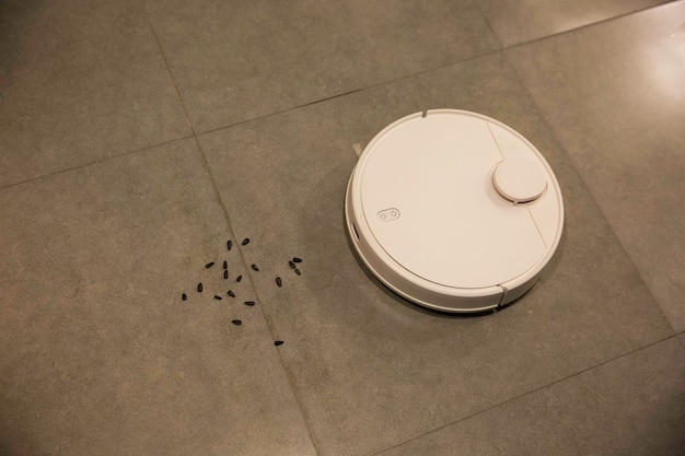 robot vacuum cleaner in modern smart home