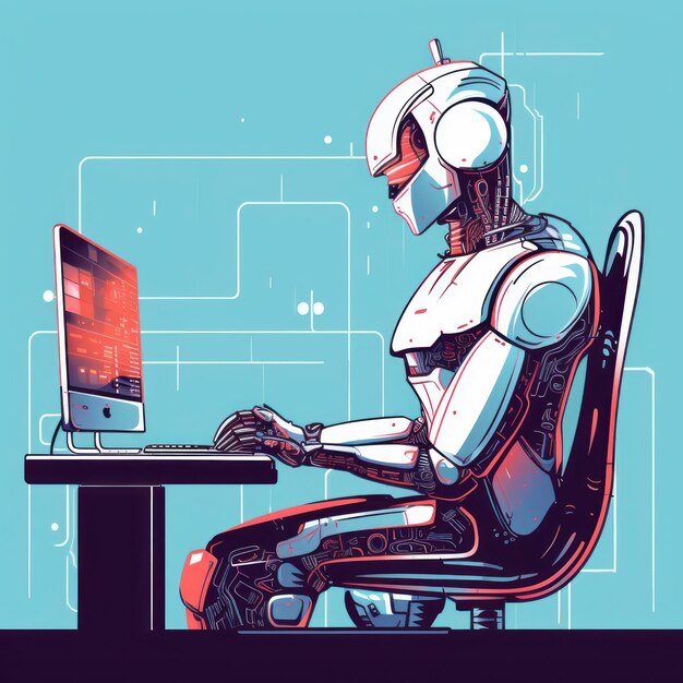 robot virtual assistant robot writing a robot chatbot business ai coder automated technolo