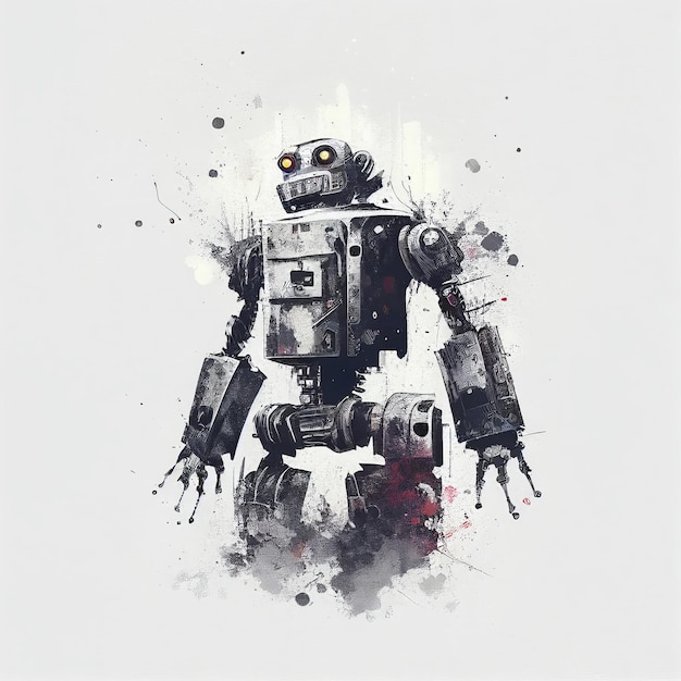 Robot watercolor drawing Generative AI