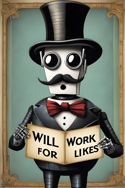 Robot Wearing Fake moustache Business Promotion Avatar