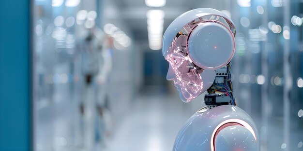 a robot with advanced algorithms analyzes data for valuable insights in all domains concept data analytics algorithm development insights generation multidomain analysis