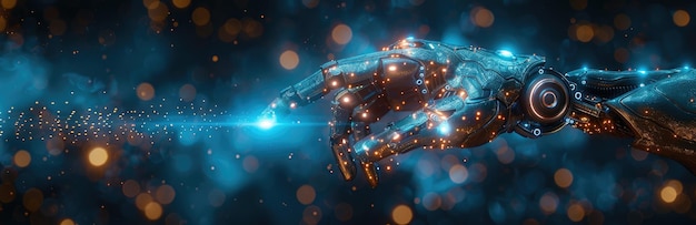 robot with artificial intelligence that interacts with a touch screen display monitor that illustrates the quick advancements in technology in the future