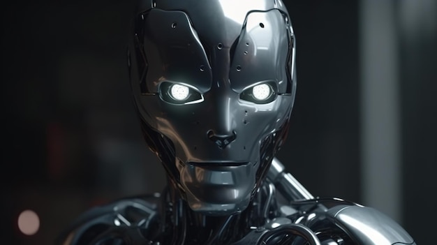 大きな目のデジタル アート イラスト ジェネレーティブ AI を持つロボット