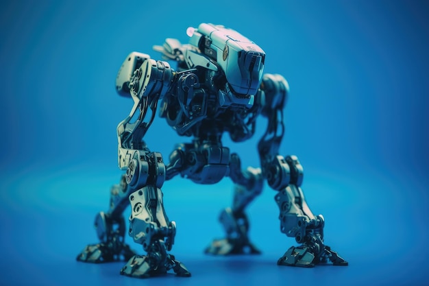 A robot with a blue background