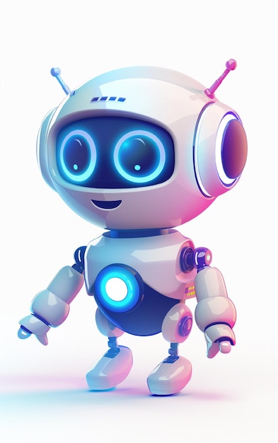 a robot with blue eyes and a blue light on it