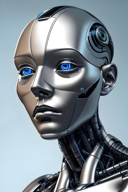 A robot with blue eyes