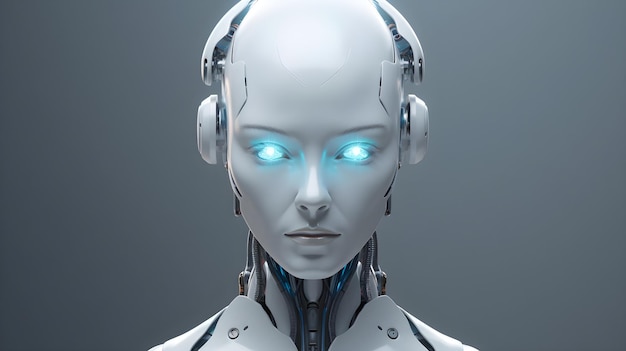 A robot with blue eyes