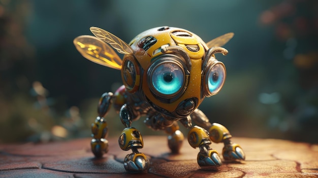 A robot with a bug on its head