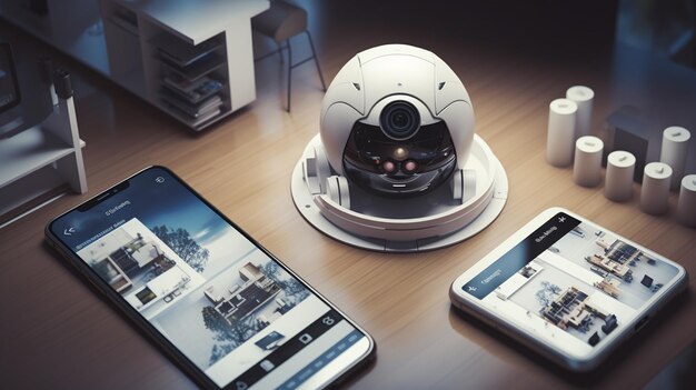 Photo robot with camera artificial intelligence concept 3 d rendering