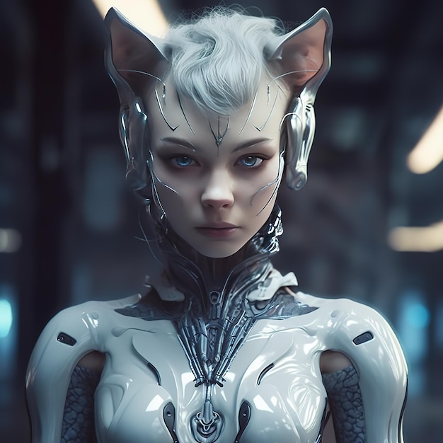 A robot with a cat ears on it