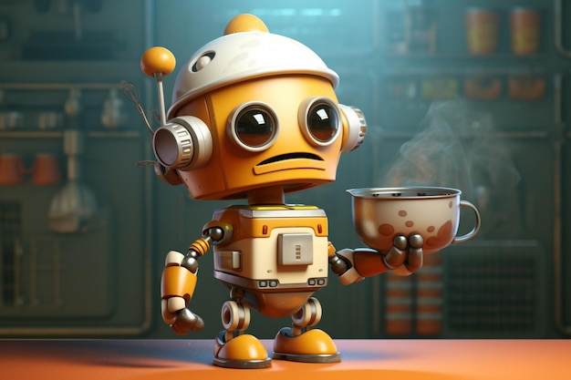 Premium AI Image | A robot with a cup of coffee in his hand