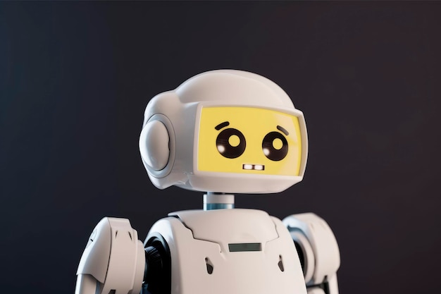 A robot with a face that says'robot'on it