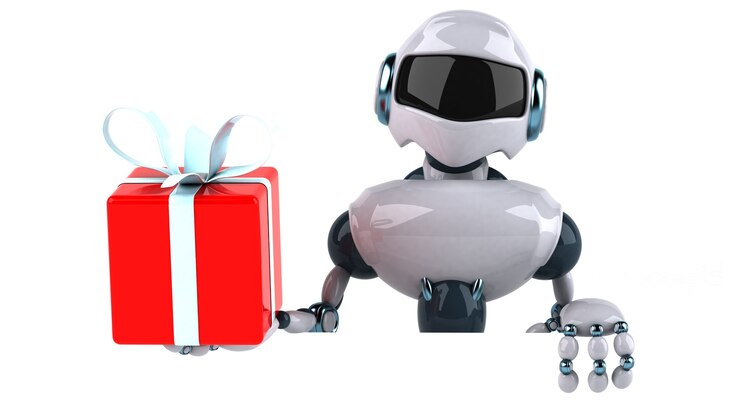 Photo robot with gift box