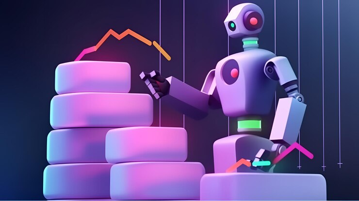 Photo a robot with a graph on the top of it
