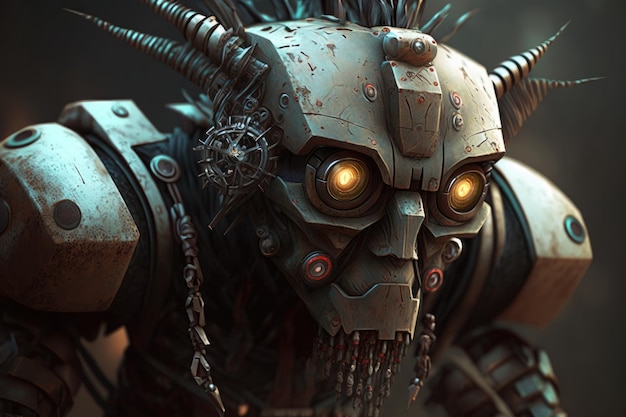 a robot with a head with the word robot on it