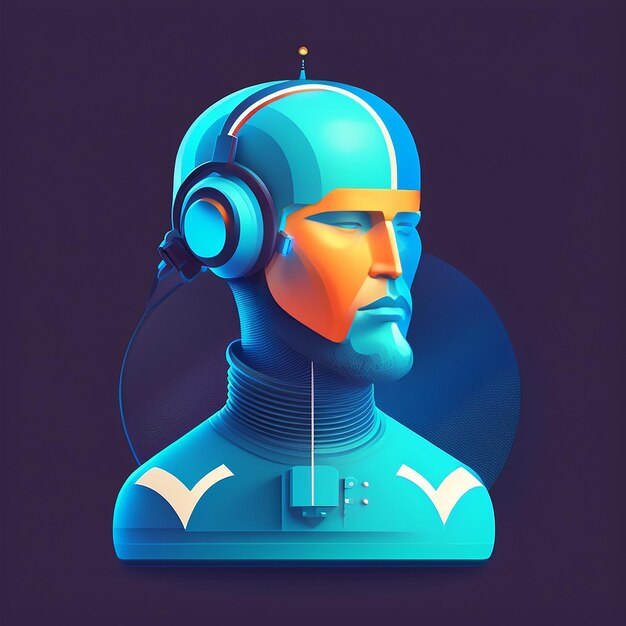 Photo a robot with a headphone on it