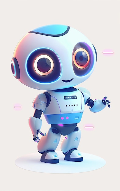 Photo a robot with red eyes and a blue and purple background