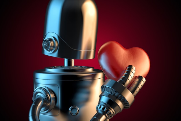 赤い心臓のロボット。